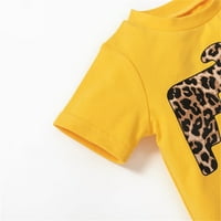 Djevojčice za djecu Outfit Set Leopard Print Crtani Ispis Torp Torp majica s kratkim rukavima Štampane