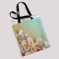 Starfishes Seashells Sandy Beach Platnene Torbe za rame Torbe torbe torba Torba za kupovinu