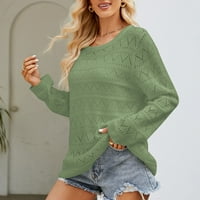 Buigttklop Nema granica džemperi za žene čišćenje Ženske čvrste boje izdubljene pletene džemper sa otvorenim