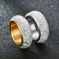 Hip Hop Iced Out Bling prsten 14k žuto zlato CZ CUBIČKI ZIRCONIJE Vjenčani prstenovi za žene muškarci
