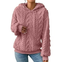 Žene prevelizirani kapuljač plišane fuzy fleece pulover pune boje Sherpa Dukseri tople casual labavo