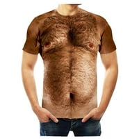 Muške majice 3D mišićavi print Modni fitness okrugli vrat Majica kratkih rukava Travel Brown S, M, L,