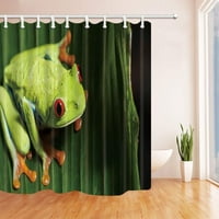 Reptile Funky Frog s velikim očima na listu od poliesterne tkanine za zavjese za kupatilo, tuš za tuš
