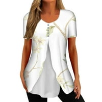 Žene ljetne vrhove Košulje za žene kratki rukav Dressy ljetni casual tiskani V-izrez nepravilni bluze