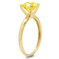 0. CT Sjajan okrugli rez Clear Simulirani dijamant 18k žuti zlatni pasijans prsten SZ 7.25