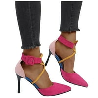 DMQupv ženske bedrine visoke čizme sa petama modne kopče napetane sandale žene ženske žene ženske cipele sa visokim potpeticama cipele vruće ružičaste 7,5