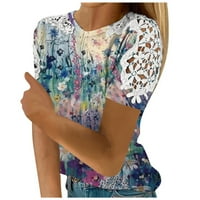 Ženski bluze Ženska bluza s kratkim rukavima Ležerni grafički printira labavi fit crew izrez za ljetne