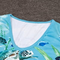 Sdjma ženska klasična majica za pamučna majica s kratkim rukavima, ženska majica Ljetne casual vrhovi tiskani elementi V-izrez bluza s kratkim rukavima