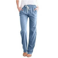 Jyeity pokloni za mamu, široke hlače za noge čvrste elastične struke labave duge hlače sa džepom teretane gamaše plave veličine 3xl