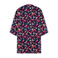 Ljetni kardigan za žene kimono kardigan cvjetni print puff rukav labav pokrov uz povremene lagane šifonske bluze