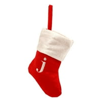 Mini monogrammirani božićni čarapa crvena plišana bijela manžetna minijaturna čarapa Dekora za uređenje