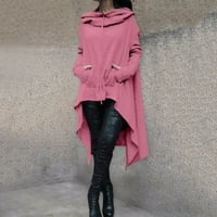 Xinqinghao Hoodie žene labave dukseve dugih kapuljača dame Duks duks džemper asimetrična bluza Žene Hoodie Pink XL