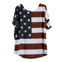 Levmjia Clearence Women plus veličina Modna labava bluza Stripe Stripe USA zastava Amerika Majica