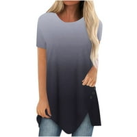 Zermoge kratki rukav ženski vrhovi bluze za čišćenje majica, ženska plus veličina gumba tiskana okrugla