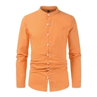 Lydiaunistar vrhovi za muškarce čišćenje muškaraca čvrsta ležerna postolja džepni gumb dugih rukava majica bluza narandžasta