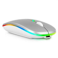 2.4GHz i Bluetooth miš, punjivi bežični miš za karticu Acer Iconia A3-a Bluetooth bežični miš za laptop MAC računarsku tablet Android RGB LED srebrna