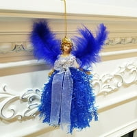 Fdelink božićne perja anđeo lutke viseći Xmas stablo privjeske ukrasi Kućni dekor perja anđeo plavo
