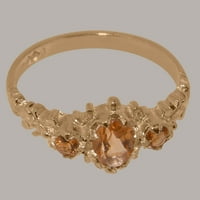 Britanska napravljena spektakularna 18K ruža zlata prirodni citrinski ženski prsten izjave - Veličine