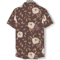 Yanhoo cvjetne havajske majice za muškarce Gumb Up kratkih rukava ljetni kratki ružni plažni vrhovi