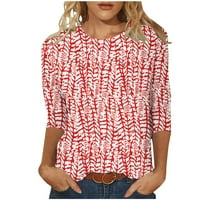 Današnje ponude Žena BojaBlock vrhovi Ljetna casual rukava majica košulja Crewneck pulover Duksera za juniore Crvena, L