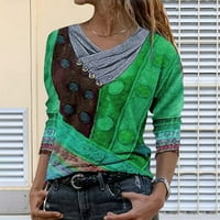 Ženski vrhovi Žene Tie-Dye Ispisan vez ovratnik dugih rukava pulover bluza TANQIKE XL