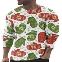 Muški božićni duks unise smiješni 3D Xmas Print Crew vrat pulover dugih rukava majica za majicu za muškarce