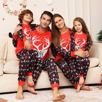 Božićni modni dugi rukavi muškarci tiskani top + hlače Porodica podudaranja pidžama