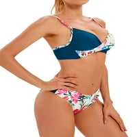 Liacowi Women kupaći kupaći sustav bikinis set cvjetni ispis Natovi bez leđa + kratki kupaći kostimi