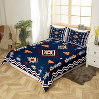 Zapadni komfor pokrov vintage geometrija prekrivač, boho zapadni posteljina setovi za zapadni krevet,