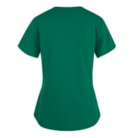FESFESFES ženska medicinska košulja Slim Fit bluza v Neko Tunički uzorak kratki rukav na vrhu casual