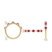Prirodni rubin napola vječni prsten s dijamantom za žene - karat, 14k bijelo zlato, SAD 12,00