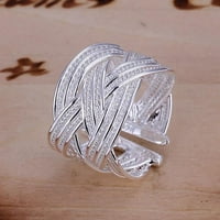 Sterling srebrna prstena modna tkana mreža otvorena prstena za žene muškarci poklon srebrni nakit prsteni