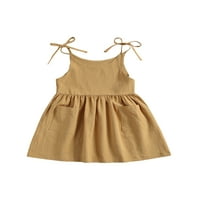 TODDLER Baby Girl Pamukne haljine lukne kaiševe bez rukava sa džepovima Little Girls Beach Sendress