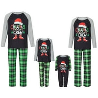 Božićne pidžame za porodični slovo s dugim rukavima Ispis Raglan vrhovi + plažene hlače Podesite spavaću odjeću