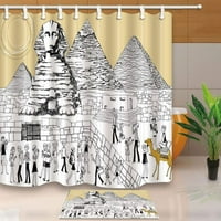Wanderlust Decrti crtani egipatski likovi sa pyramidom za zavjese za tuširanje s kadom za kupelj za
