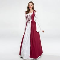 Floleo Ženska haljina odobrenje modne žene jesenski patchwork kauzalni off-ramena dugih rukava cosplay