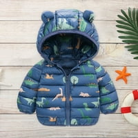Sdjma Toddler Djevojke kaput slatka crtani dinosaur vjetrootlacka jakna na puffer jakna toplo podstavljena jakna medvjeda uši kaput s kapuljačom djeca padajuća odjeću