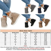 Oucaili Dame Boots Comfort Wedge peta Pliine Side Zip Bootie Leopard Print Plish obložen kratkim boot-om