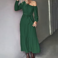 Haljine za žene za žene Ležerne prilike za žene slatke i slatke rukave bez rukava Flared Swing A-line struk udubljen u ljetnu kratku haljinu, zelena m
