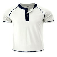 Henryjeg majica za muškarce kratki rukav ljetni vrhovi čvrste boje T-majice Bijeli XL