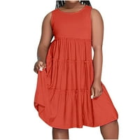 Haljine za žene Ljetni modni čvrsti boja okrugli vrat bez rukava narančasta haljina narančasta