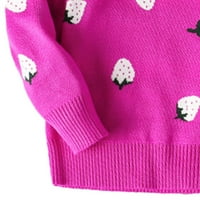 SHPWFBE djeca dječje djevojke crtane jagode otiske džemper dugih rukava toplo pleteno pulover pletiva