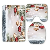Božićne kuglice snijeg božićne kupaonice prostirke set za kupatilo Contour mat i toaletni poklopac poklopca