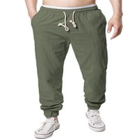 Grianlook muške pantalone elastične struk dno nacrtavajuće hlače muškarci lagana loungewear ravnica čvrsta vojska zelena xl