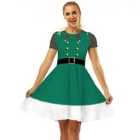 Guvpev Ženski snjegović božićni crveni 1950-ih Napomene Print Vintage Kostim Swing haljina božićne kostime