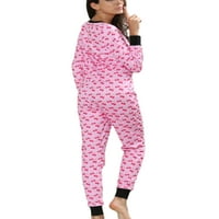 Multitrustne ženske pajamas topsuitske crtane tastere s dugim rukavima O-izrez jednodijelno nošenje za vrijeme spavanja dame ugodne duge hlače Home Nose
