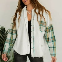 Nedužne petite ženske jakne zašivene rupe labavim traper kaputom Provjerite jakna Bohemian Style Jean
