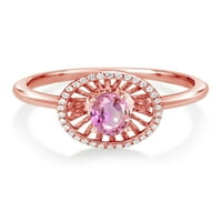 Gem Stone King 1. CT ovalni ružičasti safir 18K ružičasti pozlaćeni srebrni prsten