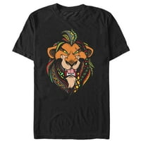 Muški lion King Umjetnički urlani ožiljak ukrasni lavovi mane grafički tee crni veliki