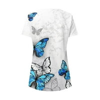 GDFUN Ženski ljetni okrugli vrat kratki rukav leptir s majicama od tiskane majice, majice za žene za žene